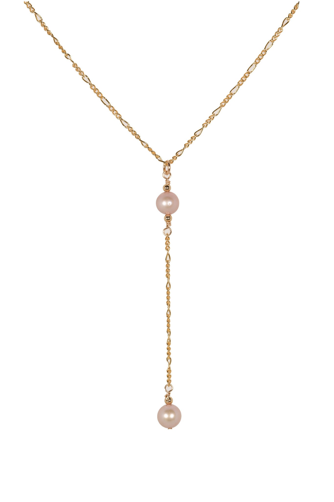 Nani Pink Double Pearl Drop Necklace