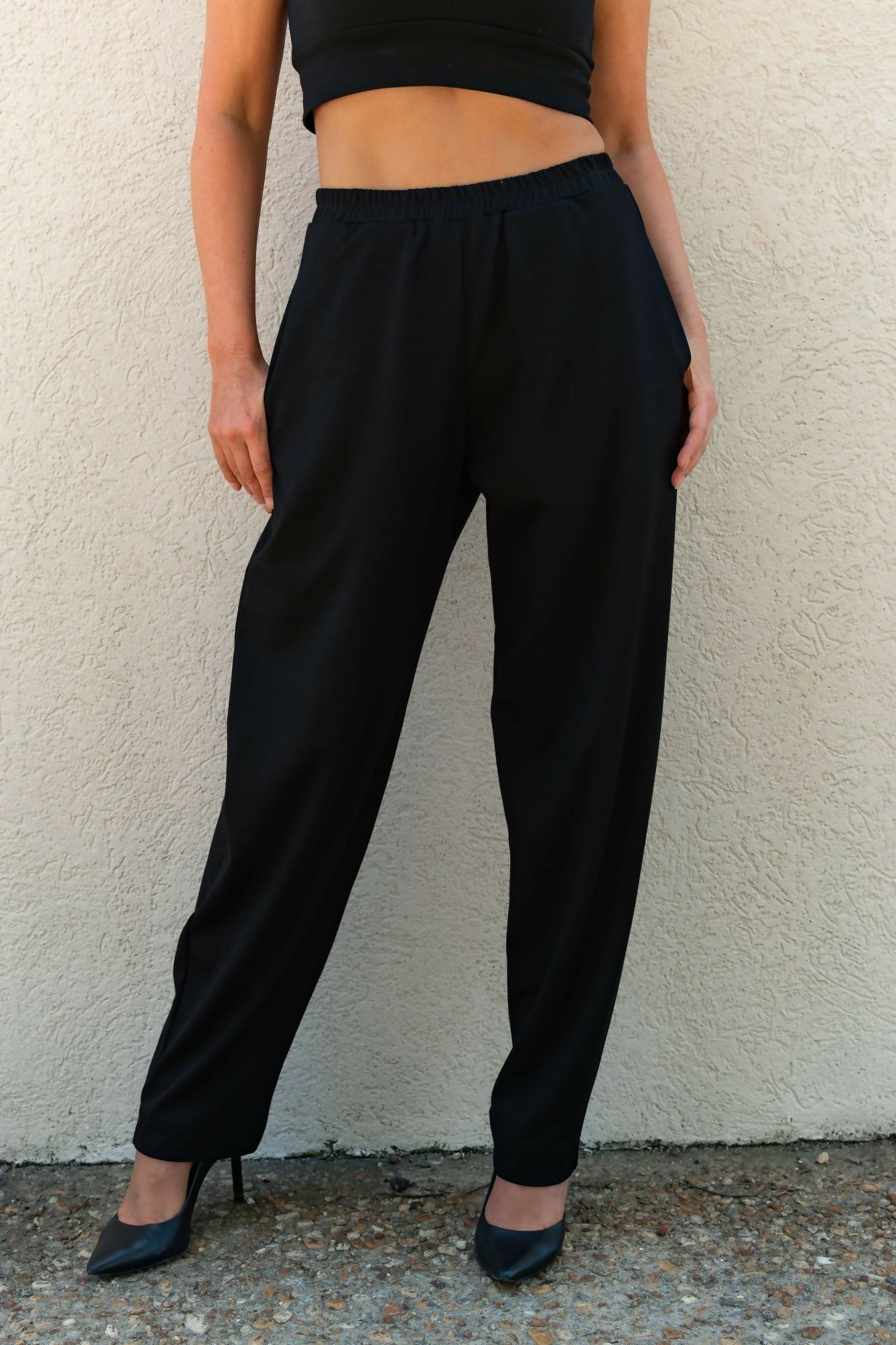 Madison | Unisex Black Tapered Ponte Pants Tall