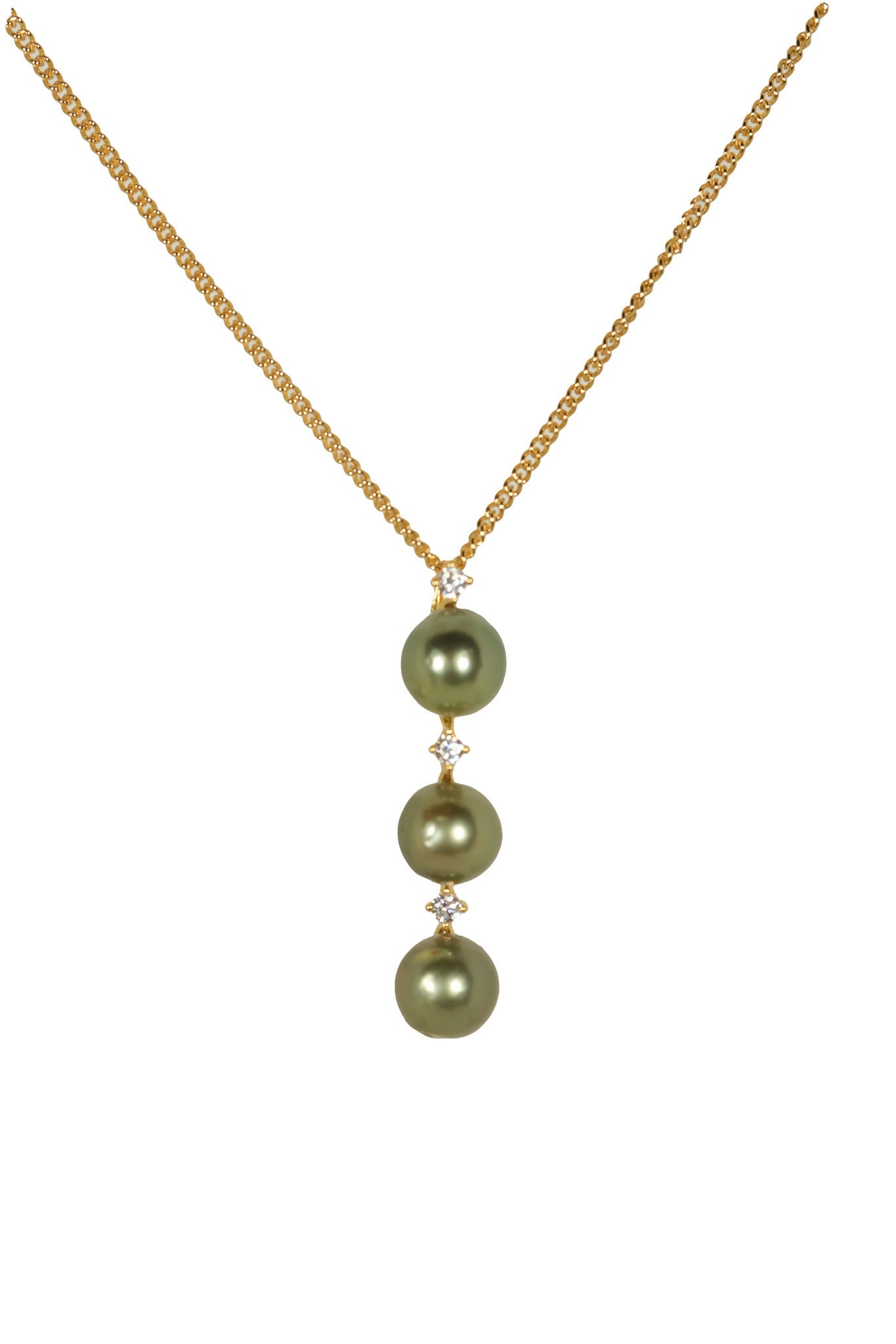 Ke`ala Triple Pistachio Tahitian Pearl Necklace