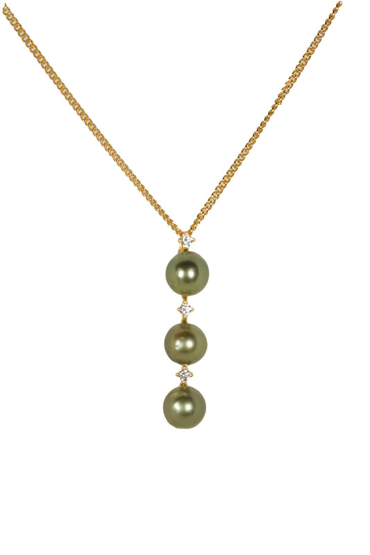 Ke`ala Triple Pistachio Tahitian Pearl Necklace