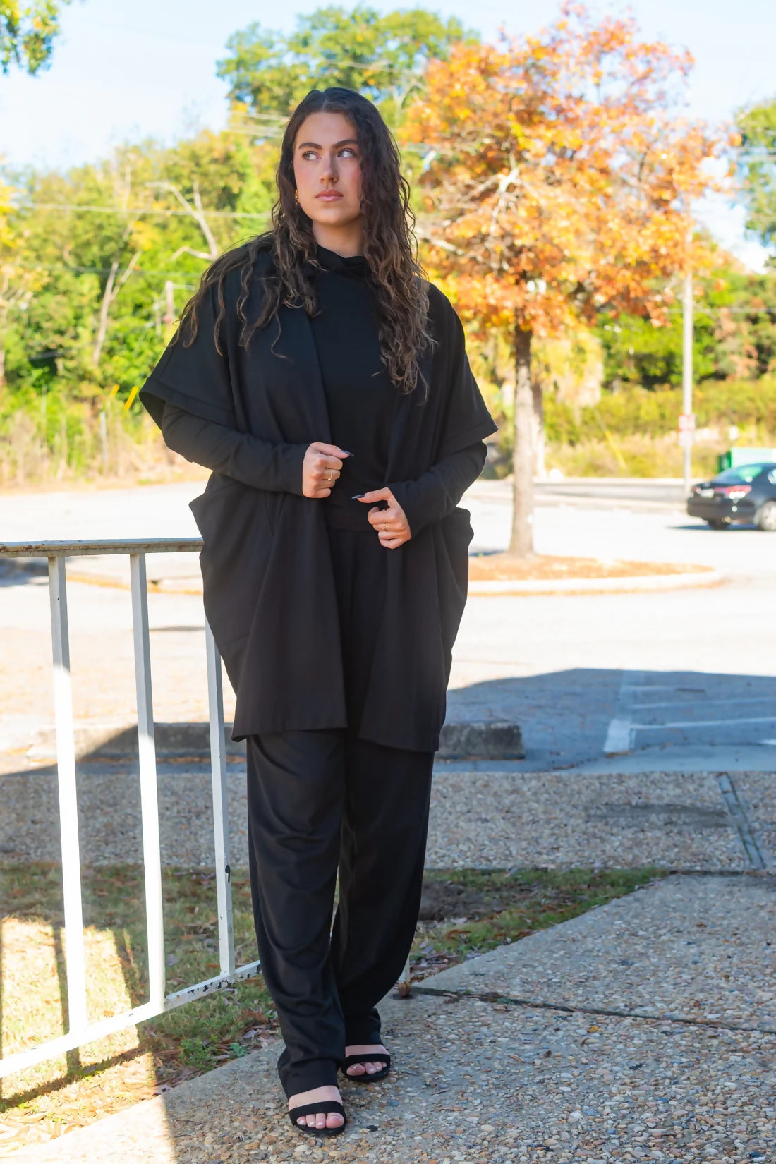 Kay | Black Unisex Heavy Knit Kimono Coat