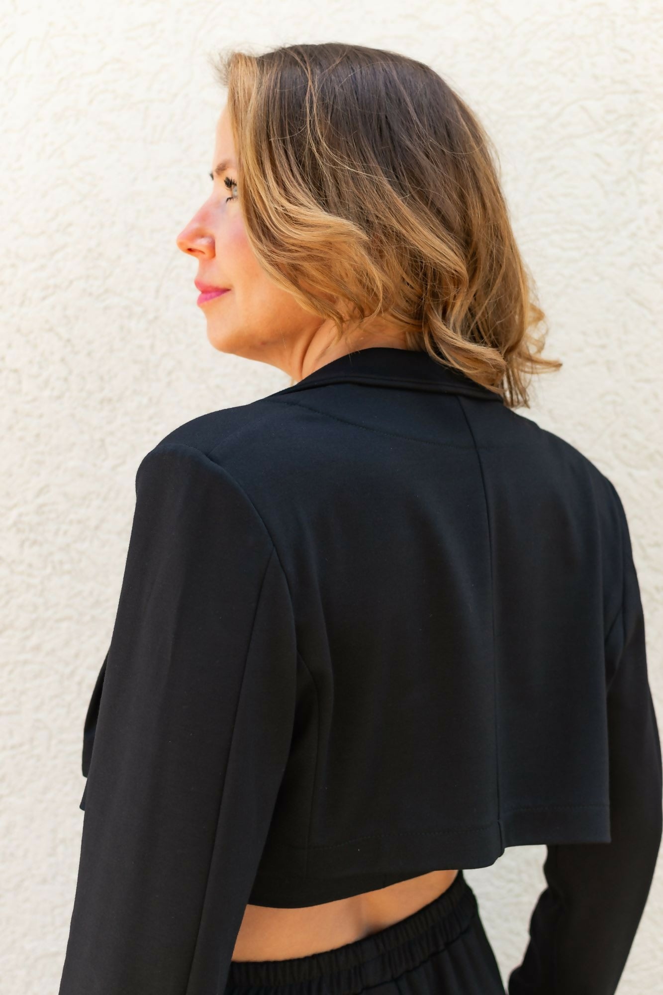 Carla | Black Ponte Cropped Blazer